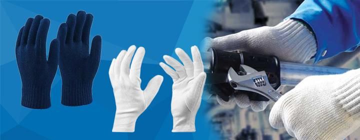 White cotton knitted hand gloves